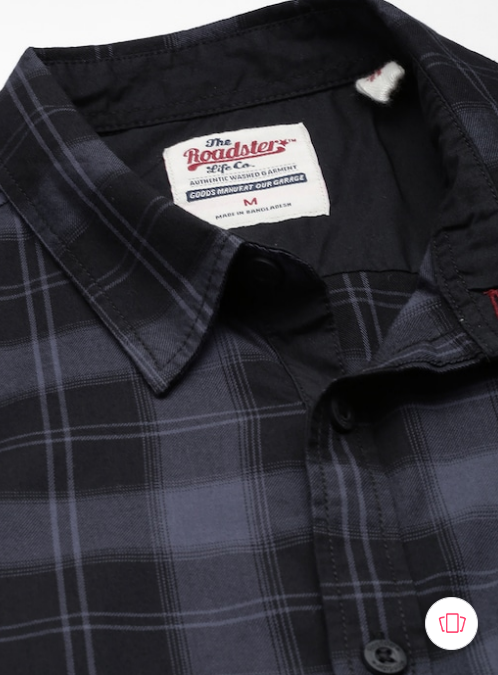 Men Black & Grey Checked Pure Cotton Casual Shirt
