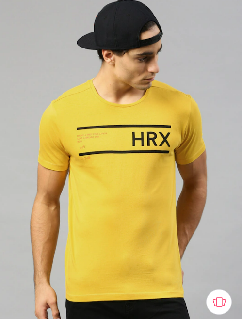 Men Yellow Printed Cotton Pure Cotton T-shirt